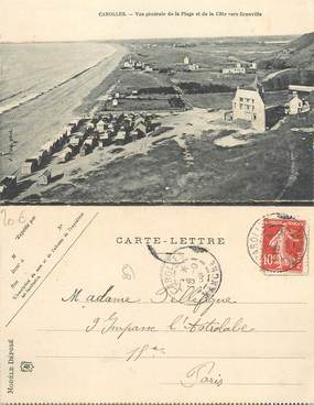 CPA FRANCE 50 "Carolles, vue générale de la plage et de la côte vers Granville" / CARTE DOUBLE