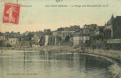 CPA FRANCE 35 "Saint Servan, la plage des Bas Sablons" / CARTE TOILEE