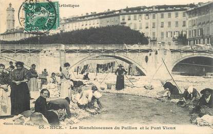 CPA FRANCE 06 "Nice, les blanchisseuses du paillon et le Pont vieux"