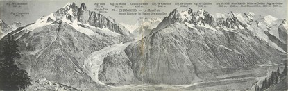 CPA PANORAMIQUE FRANCE 38 "Chamonix, le massif du Mont Blanc et la chaine des Aiguilles"
