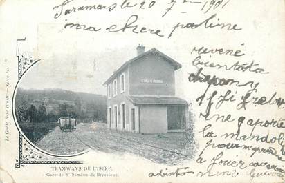 CPA FRANCE 38 "Gare de Saint Simeon de Bréssieux" / TRAMWAY