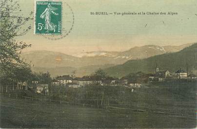 CPA FRANCE 38 "Saint Bueil, vue générale et la chaine des Alpes"