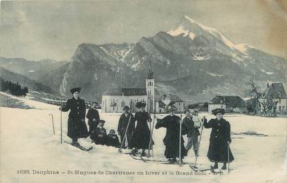 CPA FRANCE 38 "Saint Hugues de Chartreuse en hiver et le Grand Som" / SKI