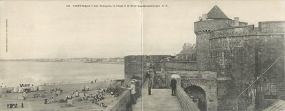 CPA PANORAMIQUE FRANCE 35 "Saint Malo, les remparts, la plage et la tour Qui qu'en Grogne"