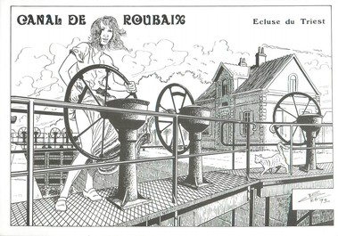 CPM FRANCE 59 "Canal de Roubaix, écluse du Triest"