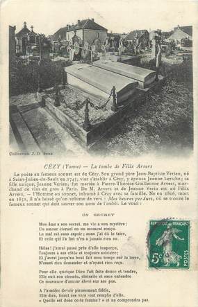 CPA FRANCE 89 "Cézy, la tombe de Félix Arvers" / POETE