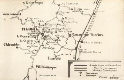 CPA FRANCE 69 "Grandes Lignes de Paris à Lyon" / CARTE GEOGRAPHIQUE