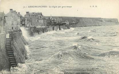 CPA FRANCE 14 "Arromanches, la digue par gros temps"