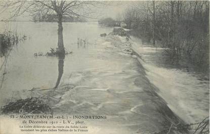 CPA FRANCE 49 "Montjean, la loire déborde sur la route du Solde Loire" / INONDATION DE 1910