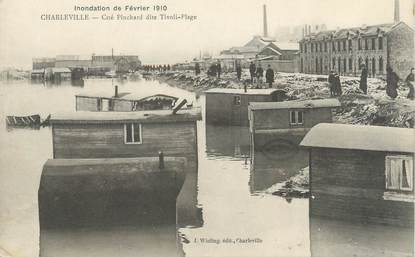 CPA FRANCE 08 "Charleville, cité Pinchard dite Tivoli Plage" / INONDATION 1910