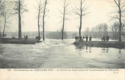 CPA FRANCE 77 "Chelles, la Brèche du canal" / INONDATION 1910