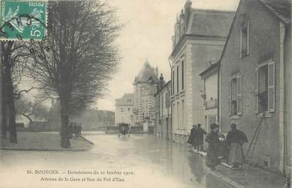 CPA FRANCE 18 "Bourges, avenue de la gare et rue du Pré d'Eau" / INONDATION 1910