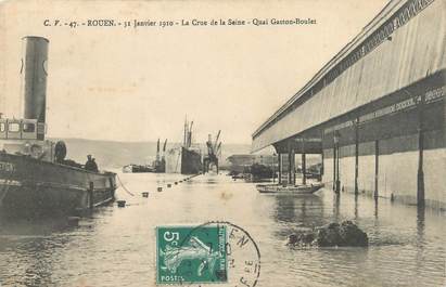 CPA FRANCE 76 "Rouen, quai Gaston Boulet" / INONDATION 1910