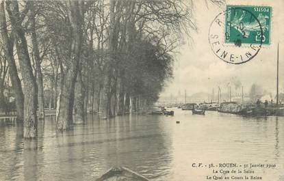 CPA FRANCE 76 "Rouen, le quai au cours la Reine" / INONDATION 1910