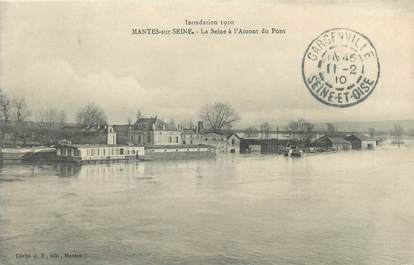 CPA FRANCE 78 "Mantes sur Seine, la Seine à l'Amont du pont" / INONDATION 1910