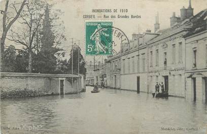 CPA FRANCE 91 "Corbeil, rue des Grandes Bordes" / INONDATION