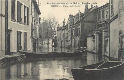 CPA FRANCE 91 "Corbeil, rue de la pêcherie" / INONDATION 1910