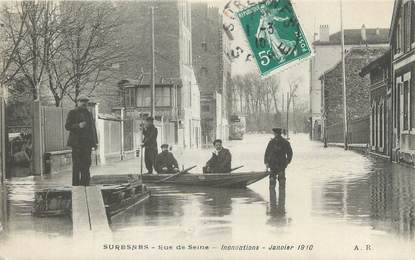 CPA FRANCE 92 "Suresnes, rue de Seine" / INONDATION 1910