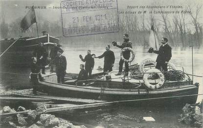 CPA FRANCE 92 "Puteaux, départ des sauveteurs d'Etaples" / INONDATION 1910