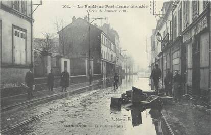 CPA FRANCE 92 "Courbevoie, la rue de Paris" / INONDATION