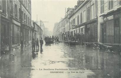 CPA FRANCE 92 "Courbevoie, la rue de Paris" / INONDATION 1910
