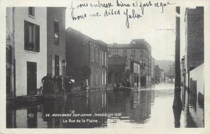 CPA FRANCE 92 "Boulogne,la rue de la Plaine" / INONDATION 1910
