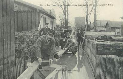 CPA FRANCE 93 "Ile Saint Denis, le passage Rousselle" / INONDATION 1910