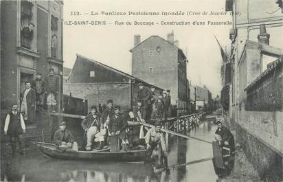 CPA FRANCE 93 "Ile Saint Denis, rue du Boccage" / INONDATION 1910