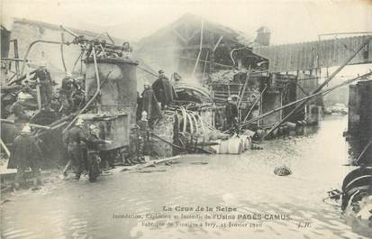 CPA FRANCE 94 "Vitry, inondation, explosion et incendie de l'usine Pagès Camus" / INONDATION 1910