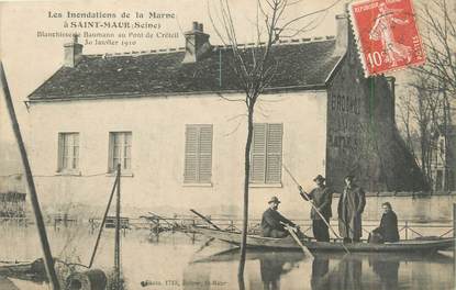 CPA FRANCE 94 "Saint Maur, blanchisserie Baumann au pont de Créteil" / INONDATION 1910