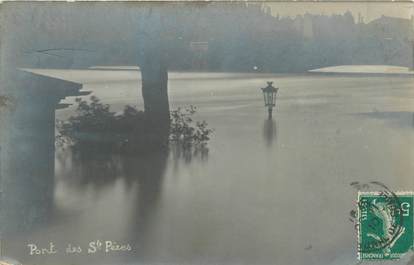 CARTE PHOTO FRANCE 75 "Paris, pont des Saint Pères" / INONDATION 1910