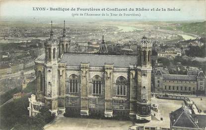 CPA FRANCE 69 "Lyon, basilique de Fourvières et confluent du Rhône et de la Saône"