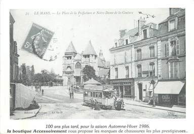 CPSM FRANCE 72 "Le Mans, la place de la préfecture et Notre Dame de la Couture" / CARTE PUBLICITAIRE