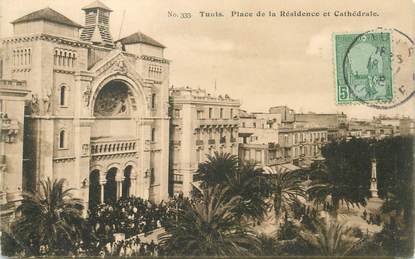 CPA TUNISIE "Tunis, Place de la Résidence"