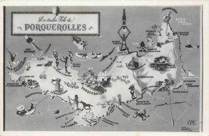 CPSM FRANCE 83 "Porquerolles" / CARTE GEOGRAPHIQUE