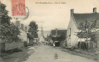 CPA FRANCE 18  "Preuilly, rue de l'Eglise"