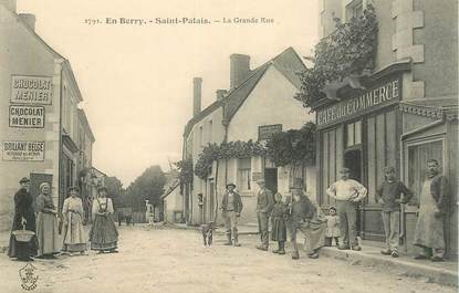 CPA FRANCE 18 "Saint Palais, la grande rue, Café du Commerce"