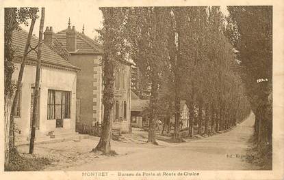 CPA FRANCE 71 "Montret, bureau de poste et rte de Chalon"