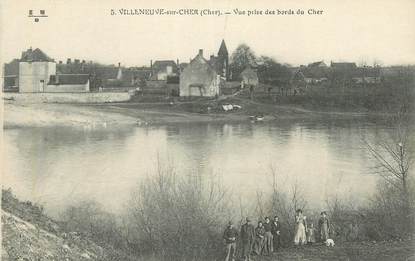 CPA FRANCE 18 "Villeneuve sur cher, vue prise des bords du Cher"