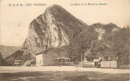 CPA FRANCE 74 "Thones, la gare et le Mont Roche"