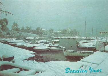 CPSM FRANCE 06 "Beaulieu, le port de pêche sous la neige"