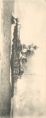 CPA PANORAMIQUE BATEAU MILITAIRE "Bouvine, le cuirassé"