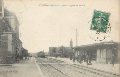 / CPA FRANCE 14 "Sainte Pierre sur Dives la gare et l'église de Donville"