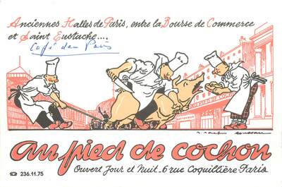 CPSM FRANCE 75001 "Paris, Restaurant Au Pied de Cochon"