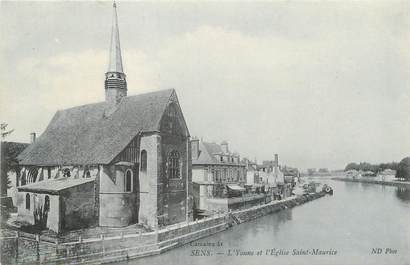 / CPA FRANCE 89 " Sens, l'Yonne et l'église Saint Maurice"