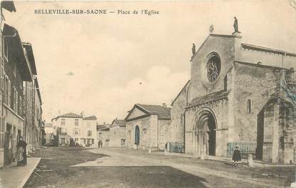 CPA FRANCE 69 "Belleville sur Saon, place de l'Eglsie"