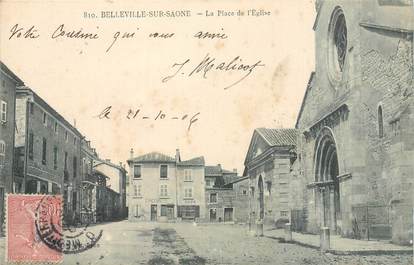 CPA FRANCE 69 "Belleville sur Saone, La Place de l'Eglise"