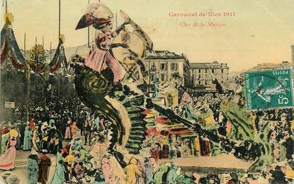  CPA FRANCE 06 "Nice, le Carnaval, char de la musique , 1911 "