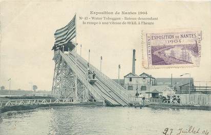 MARCOPHILIE VIGNETTE sur CPA FRANCE 44 Exposition de Nantes 1904