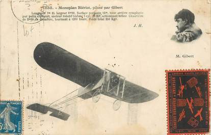 MARCOPHILIE VIGNETTE sur CPA Aviation Monoplan Blériot